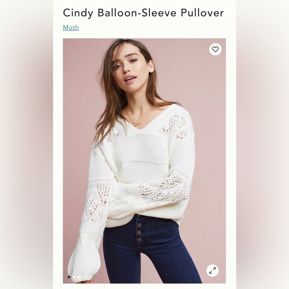 Anthropologie Moth Cindy Balloon-Sleeve Pullover Size S